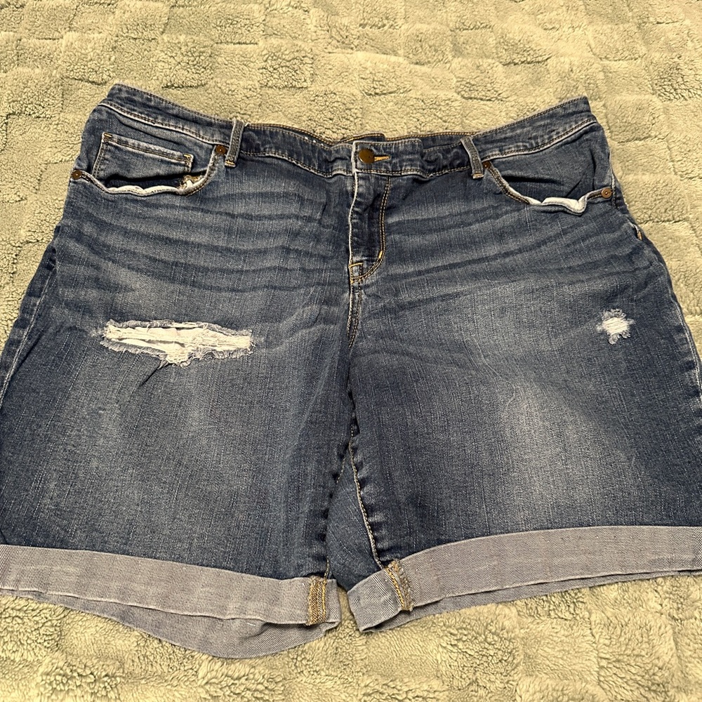 Ava & Viv Blue Jean Shorts with Distressed Details